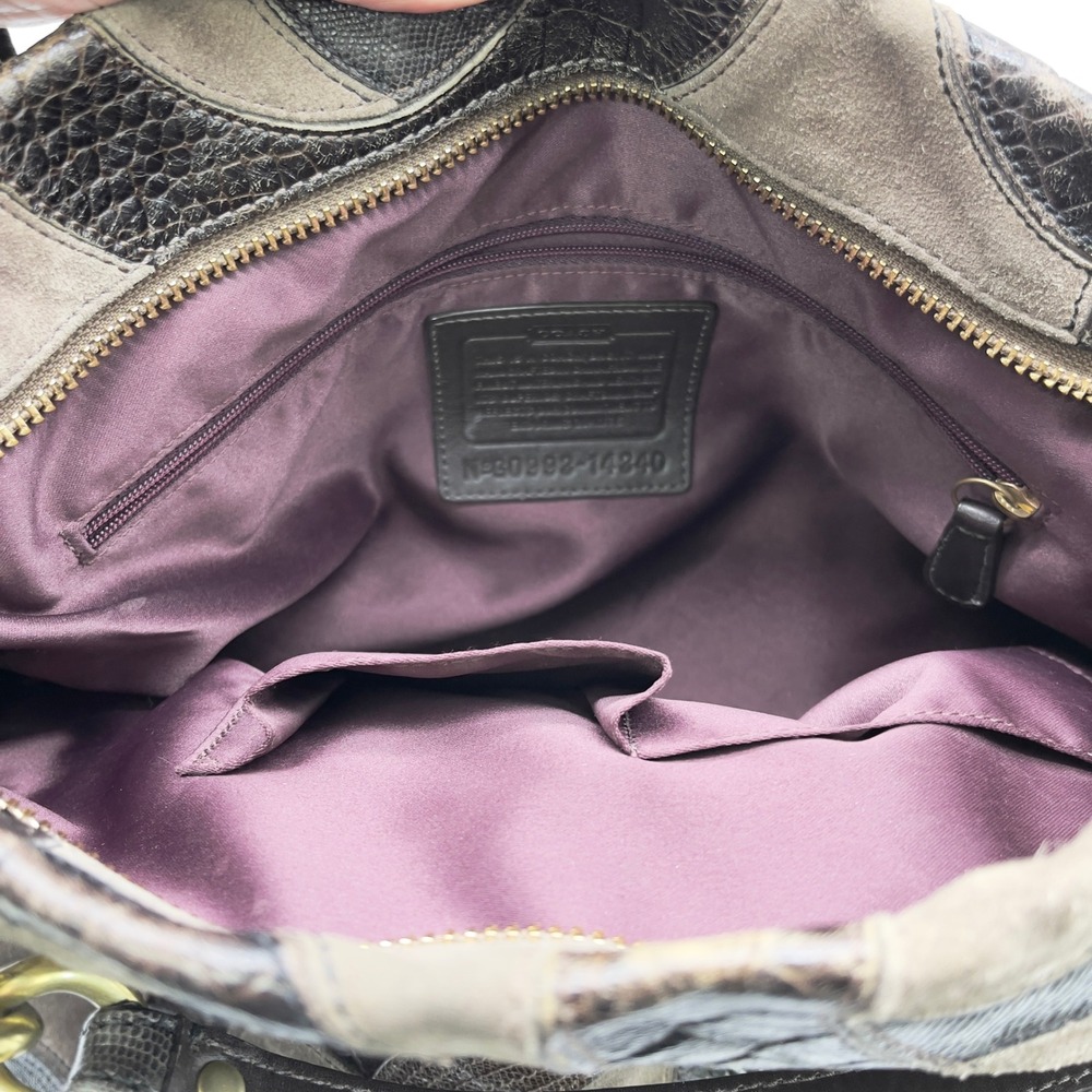 Coach Brooke Suede Large Hobo Bag Inlaid C Chocolate Brown Slouchy Retro 14340 - Picture 14 of 16